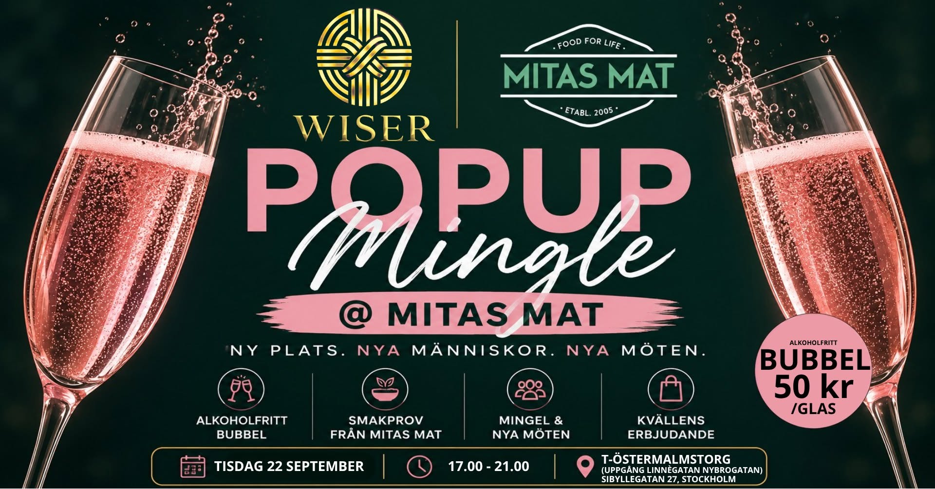 WISER POPUP MINGLE @ MITAS MAT | Tisdag 22 september kl. 17-21